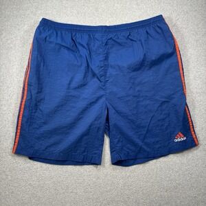 Vintage 90's Adidas Shorts XXL‎ Men's Blue Orange Y2K Windbreaker 3 Stripes Logo